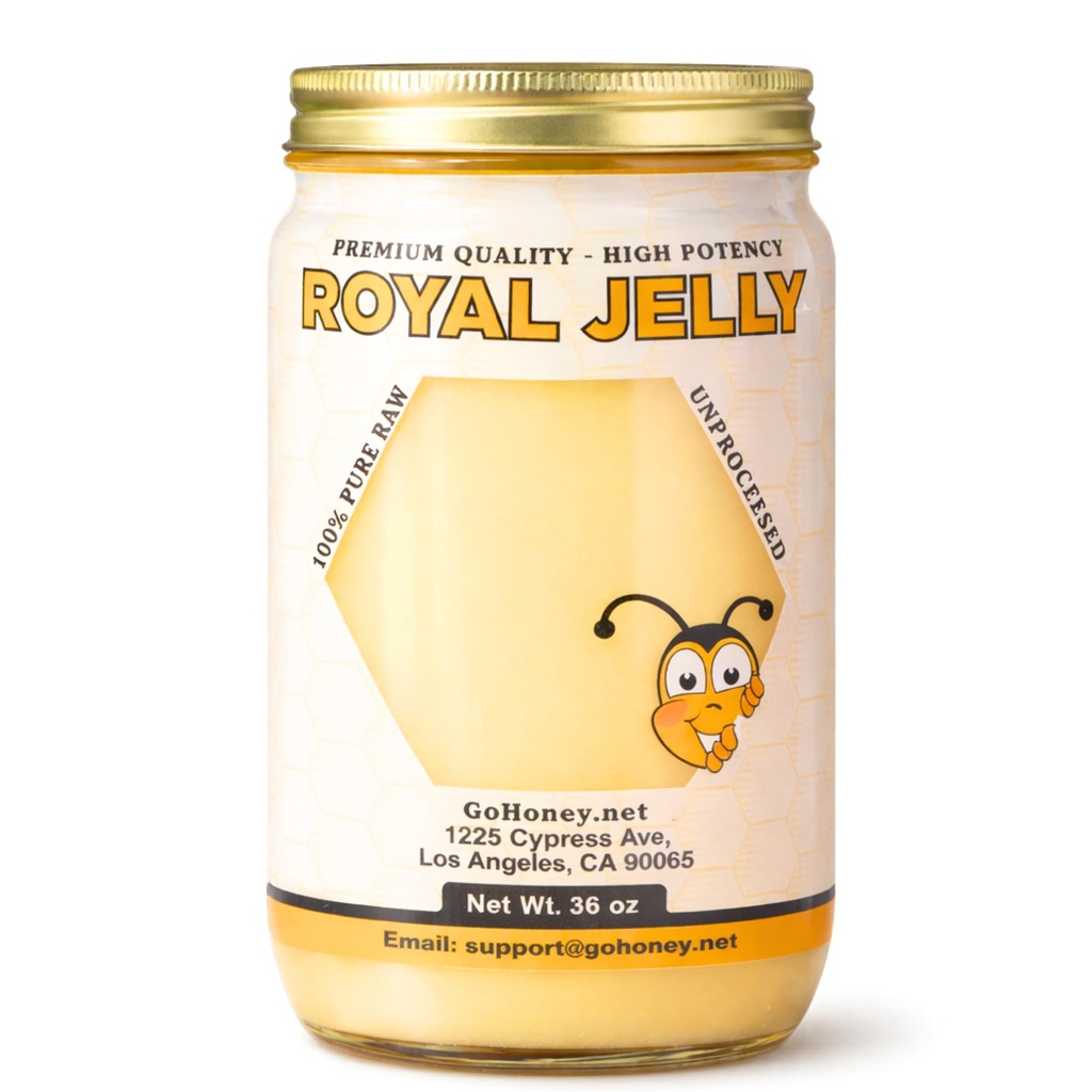 Royal Jelly Organic – 100% Pure & Raw Royal Jelly, – 36 oz, Glass jar