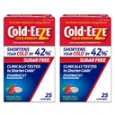 Cold-Eeze Sugar-Free, Natural Wild Cherry Zinc Lozenges, Shortens Duration of the Common Cold, Sore Throat, Cough, Congestion & Post Nasal Drip, 25 Ct, Pack of 2