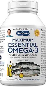ANDREW LESSMAN Μέγιστο Απαραίτητο Ωμέγα-3 Μέντα - 180 Softgels - Ultra-Pure, Omega-3 Oils υψηλής ισχύος. Υψηλή DHA, Δεν Στομάχι Αναστατώνεται, Δεν Μόλυνση, Δεν Ερμή. Μικρό εύκολο να καταπιείτε Softgels