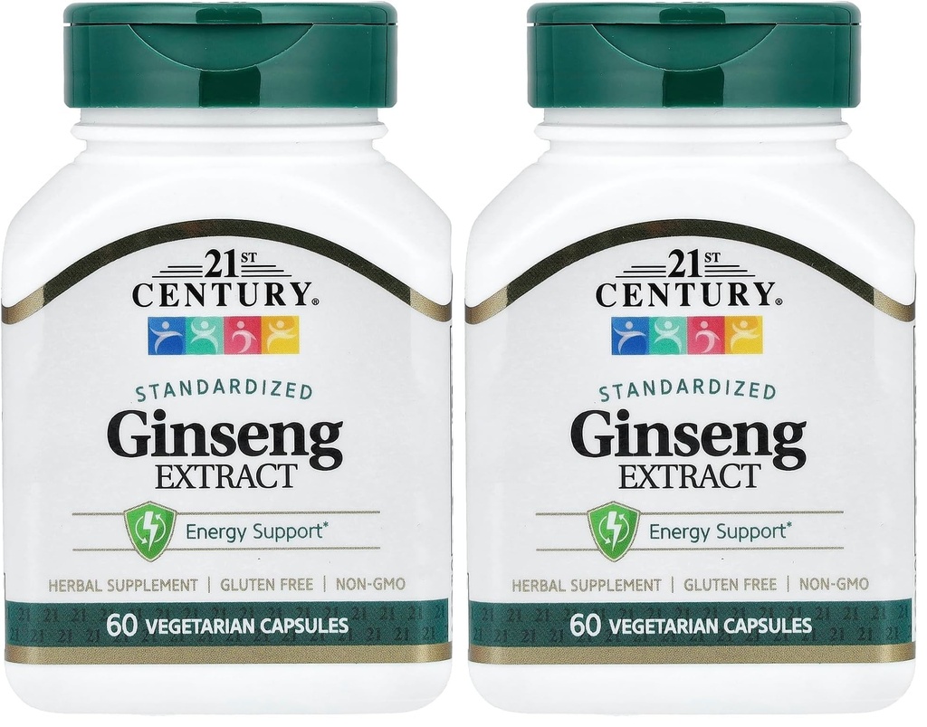 21st Century Ginseng Extract Veg Capsules, 60Count (Pack of 2)