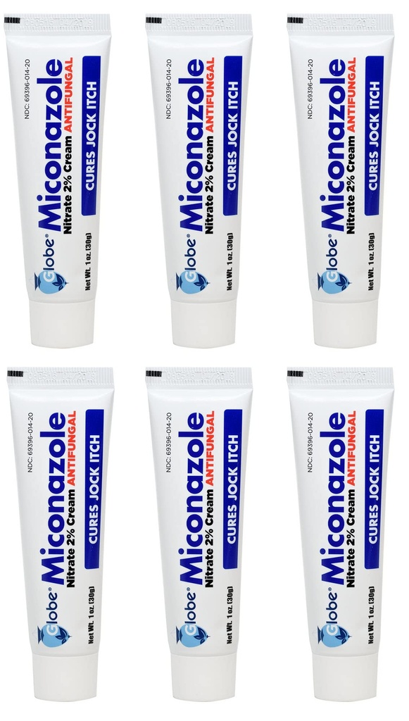 Miconazole Globe (6 Pack) 2% Nitrate 2% Antifungal Cream, Cures Most Athletes Foot, Jock Itch, Ringworm and More. 1 OZ Tube