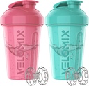 VELOMIX -2 Συσκευασία - 20 oz μπουκάλια αναδευτήρα πρωτεΐνης για μείγματα πρωτεϊνών - 2x σύρμα Whisk 