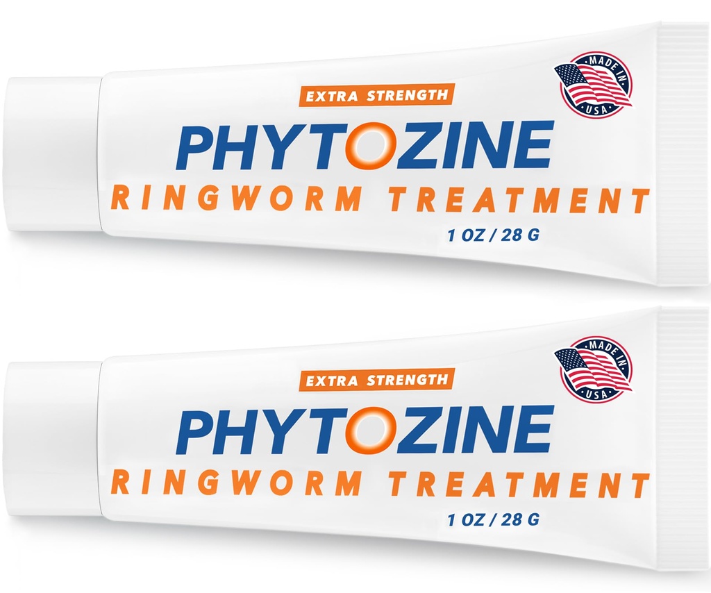 PHYTOZINE Anti Fungal Cream For Skin With 1% Tolnaftate - Ringworm Treatment For Humans - Effective Athletes Foot Treatment Cream - Nourished by 15+ Natural Oils & Botanicals - Made in USA-1 oz (2 Pc)