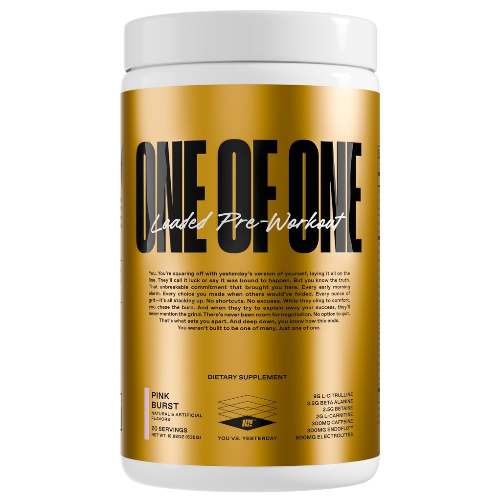 Ένα από τα one φορτωμένο πριν από την προπόνηση – High-Stim Ενέργεια, Εστίαση & Αντοχή με EndoFloTM, Genius PureTM Alpha GPC, NeuroRushTM, Dynamine®, Χωρίς Κρας, Χωρίς Γλουτένη – Pink Burst