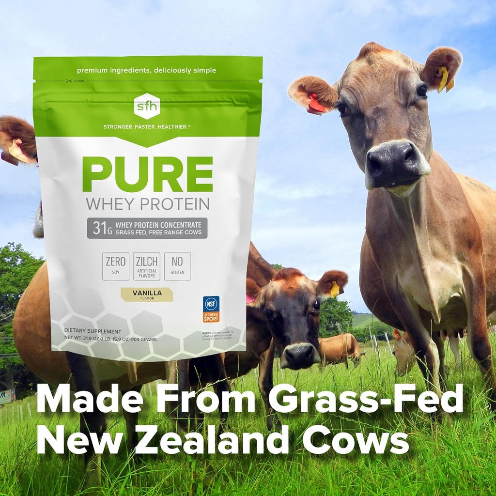 SFH καθαρή σκόνη πρωτεΐνης ορού γάλακτος (Vanilla) Best Tastin Grass Fed Whey 