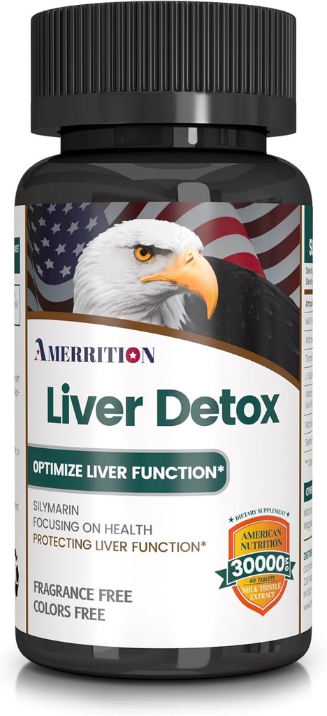 Liver Support Supplement with Milk Thistle Silymarin, Artichoke Extract, Turmeric - Optimal Liver Function and Digestive Health – 60 Tablets