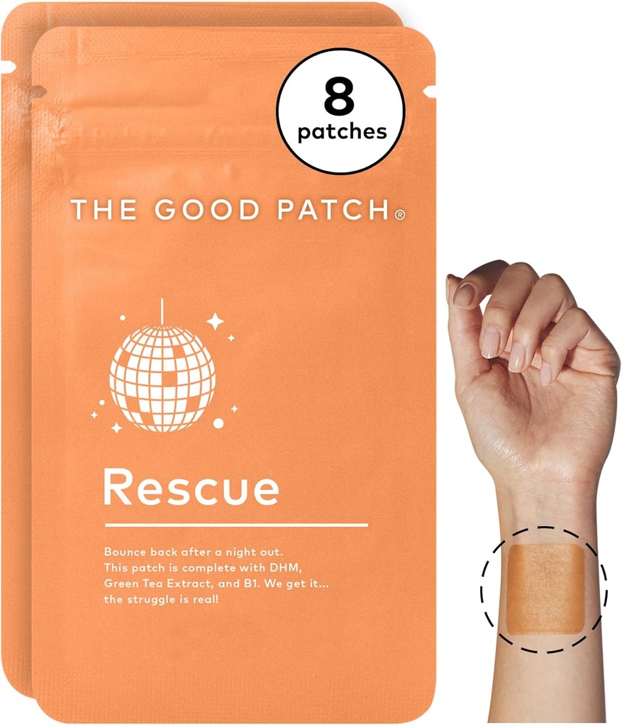 Το καλό Patch Rescue Patch Patch Recovery Patch, φυσικό Patch με DHM, βιταμίνη Β1, και πράσινο τσάι, Plant-Powered Wearable Wellness, Υποστήριξη Μετά από μια Νύχτα Out (8 Σύνολο Patches)