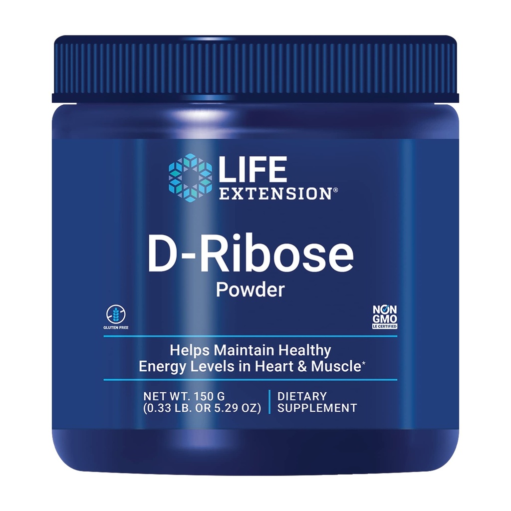 Επέκταση ζωής D-Ribose σκόνη, Διαλύονται σε υγρό για την ενθάρρυνση της κυτταρικής ενέργειας παραγωγής και υποστήριξης της καρδιάς και των μυών υγεία, χωρίς γλουτένη, μη ΓΤΟ, χορτοφάγοι, 150 γραμμάρια