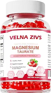 Magnesium Taurate Gummies 1800mg, Magnesium Taurate Supplement, High Absorption& chewable for Kid and Adults, Muscle and Heart Health Support, Vegan, Gluten Free, 60 Counts