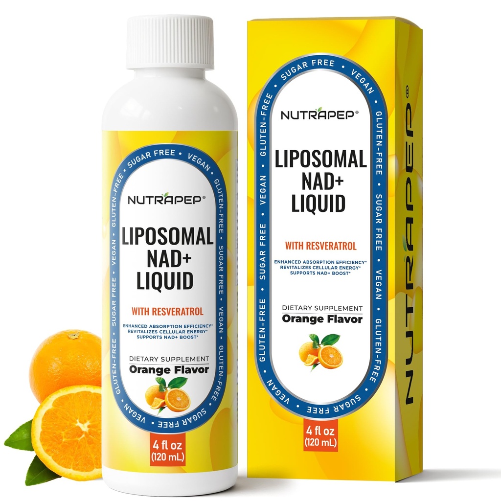 NutraPep Liposomal NAD+ Liquid Supplement with Nicotinamide & Trans-Resveratrol – Daily Wellness Formula for Energy, Focus & Active Lifestyle Support – Vegan Sugar Free 4 fl oz