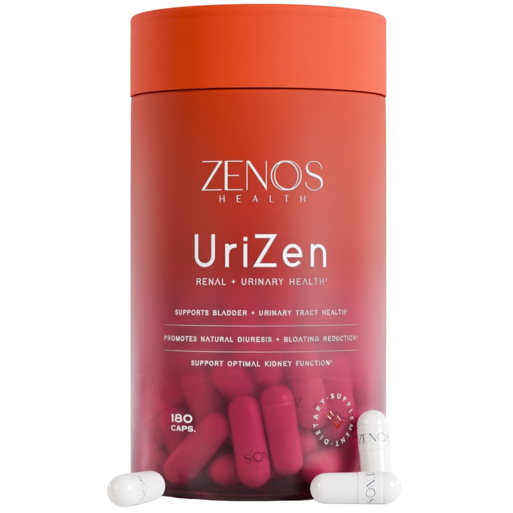 Zenos Health UriZen Kidney Support Supplement, Urinary Tract Health for Women, Stone Breaker & Kidney Stones Dissolver, Bladder Control Supplements, Urinary Pain Relief - Made in USA, 180 Caps