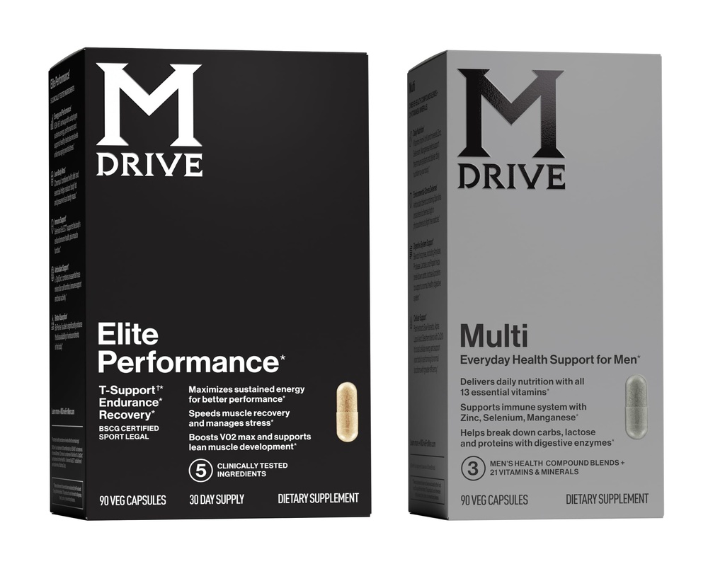 Mdrive Men’s Wellness Starter Bundle – Multivitamin for Men + Elite Testosterone Booster Supplement – 2 Products Included – Daily Vitamins, Minerals, Digestive Enzymes, Energy