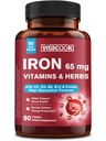 Iron Supplement 65mg, with Vitamin C, D3, B6, B12 & Folate, Spinach, Broccoli, Beet Root, Pumpkin Seeds, Dandelion & Carrots, Blood Building & Energy Support, 90 Tablets