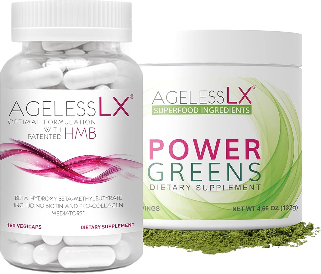 AgelessLX κάψουλες με Power Greens Superfood σκόνη