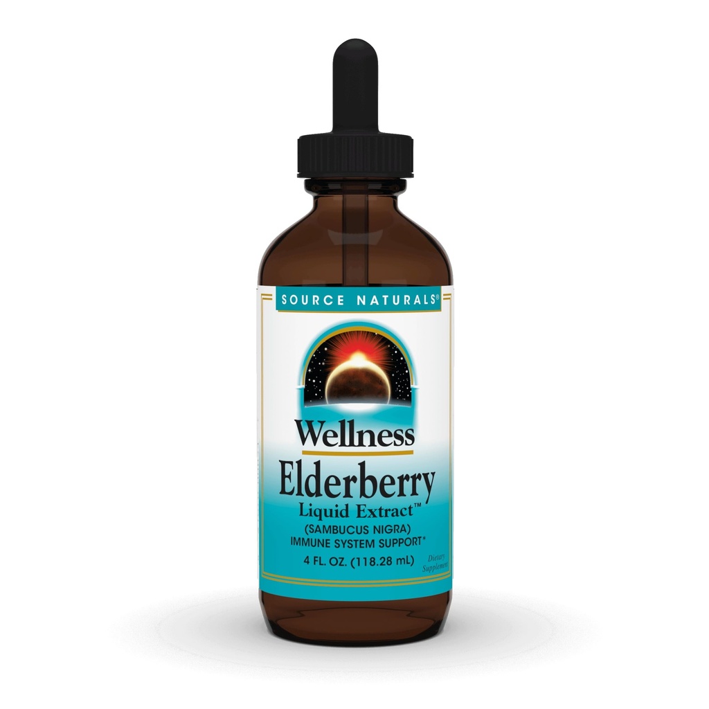 Source Naturals Wellness Elderberry Liquid Extract, για υποστήριξη ανοσοποιητικού συστήματος* - Sambucus nigra - 4 Fluid oz