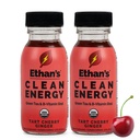 Ethan's Organic Clean Energy Shots Tart Cherry Ginger, 2 Pack of 2oz | 150mg Caffeine | Green Tea, Guayusa, Lion's Mane & Cordyceps | Sugar-Free, Vegan, Gluten-Free, USDA Organic