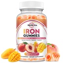 Iron Supplement Gummies for Adults & Kids - with Calcium, Zinc, Folate & Multivitamin - Blood Builder & Energy Support & Immune Health for Iron Deficiency, Anemia, Vegan -Peach & Mango Flavor 60 Count