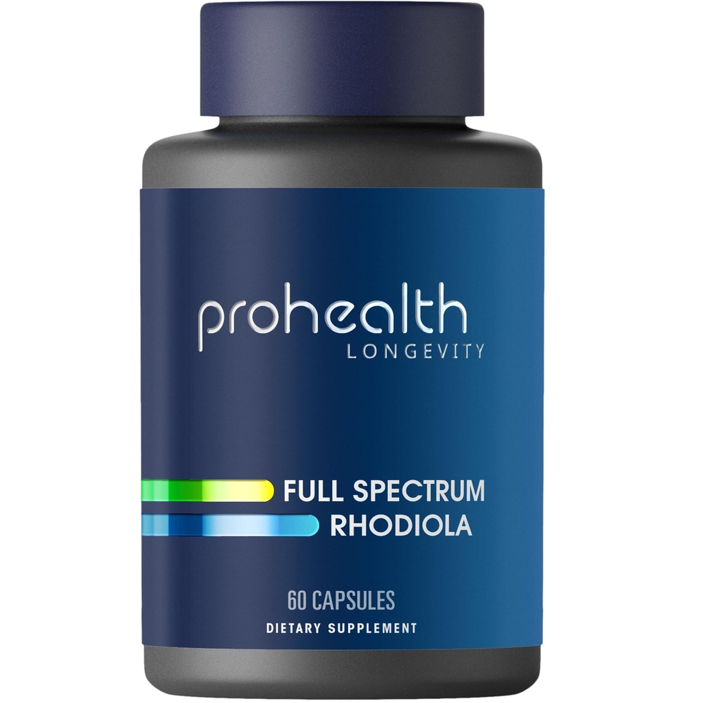 ProHealth Full Spectrum Rhodiola | 60 Capsules | Adaptogen Blend with Rosavins & Salidrosides for Stress, Mood, Energy & Cognitive Support | USA Manufactured, Triple Lab-Tested