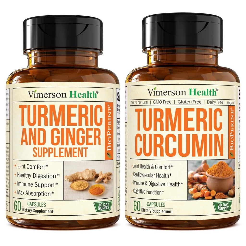 Turmeric Ginger & Turmeric Curcumin Supplements – Joint and Digestive Support Bundle