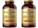 Solgar B-Complex 100",250 Vegetable Capsules - Nervous System Support - Supports Energy Metabolism - Non-GMO,Vegan,Gluten Free,Dairy Free,Kosher - 250 Servings,(Pack of 2)