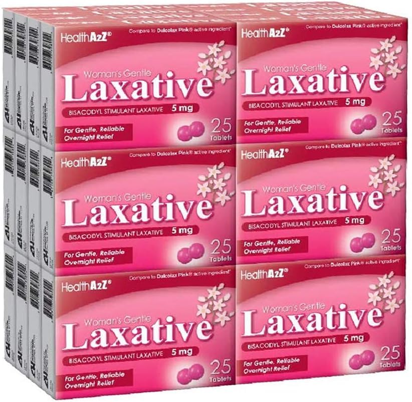 HealthA2Z® Woman’s Gentle Laxative | Bisacodyl 5mg Stimulant Laxative | Gentle, Reliable Constipation Relief | Overnight Support | 24 Packs of 25 Tablets (600 Tablets Total) | Value Pack