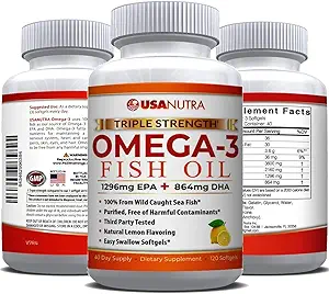 Ωμέγα 3 Fish Oil Συμπλήρωμα 3600mg με EPA και DHA για γυναίκες και άνδρες υποστηρίζει κοινή, εγκέφαλος και καρδιά υγεία 120 Softgels, 40 ημέρες προσφοράς