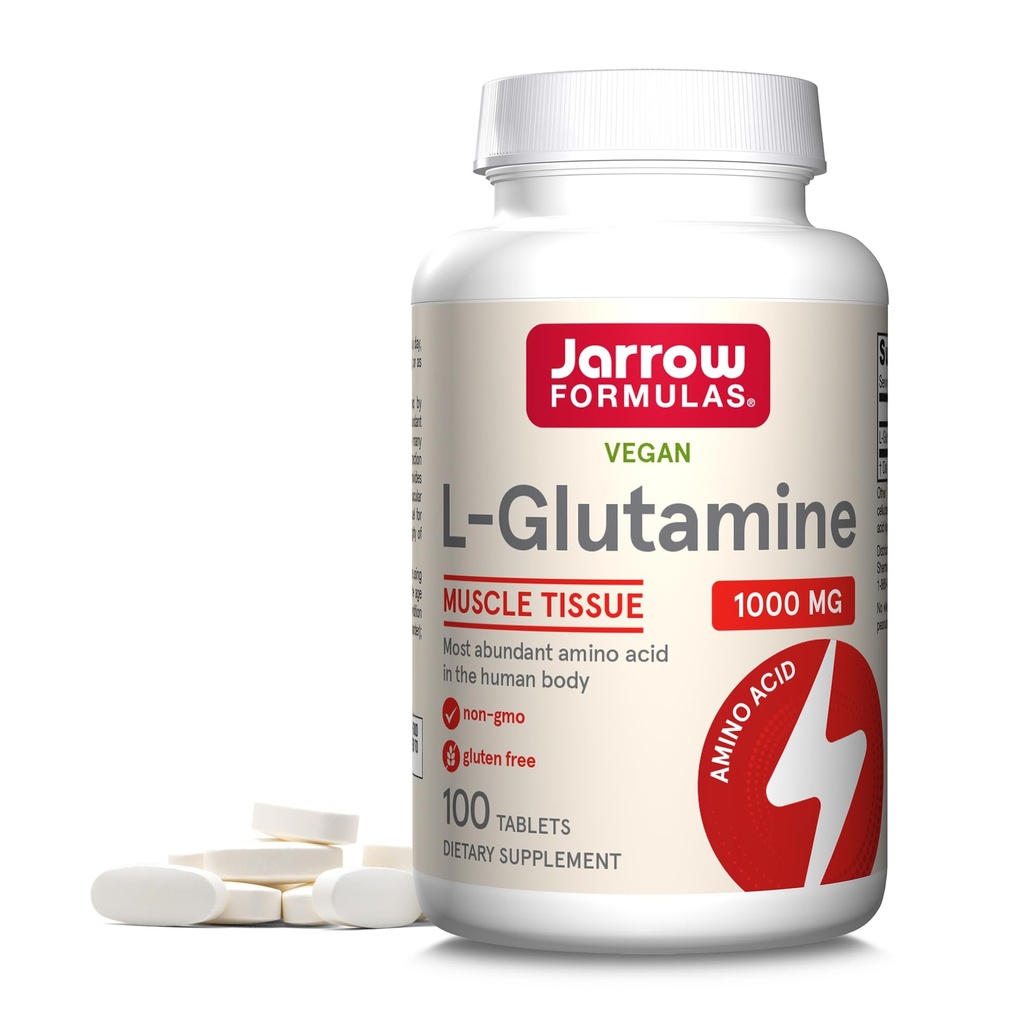 Jarrow Formulas L-Glutamine 1000 mg, Συμπλήρωμα διατροφής για μυϊκό ιστό, πολυλειτουργικό αμινοξύ, ανοσοενισχυτική υποστήριξη, 100 Easy-Solv δισκία, 50- 100 ημέρες προσφοράς
