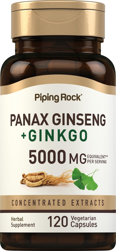 Piping Rock Panax Ginseng & Ginkgo Biloba συμπλήρωμα 5000 mg 