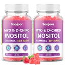 2 Pack Myo-Inositol & D-Chiro-Inositol Gummies with Vitamin D3, Magnesium Glycinate, Folate & Zinc, Inositol Supplement for Female Health, Vegan, Raspberry Flavor, 120 Gummies