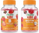 Lifeable B Complex Kids + Biotin Kids, Gummies Bundle - Great Tasting, Vitamin Supplement, Gluten Free, GMO Free, Chewable Gummy