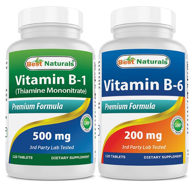 Best Naturals Βιταμίνη Β1 ως μονονιτρική θειαμίνη 500 mg & βιταμίνη β6 200 mg