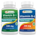 Best Naturals Βιταμίνη Β1 ως μονονιτρική θειαμίνη 500 mg & βιταμίνη β6 200 mg