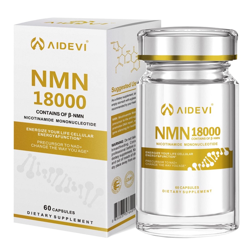 NMN 18000 - Nicotinamide Mononucleotide Supplement with Resveratrol, Stabilized Form & 99% High Purity to Boost NAD+ Levels for DNA Repair Supplement, for Healthy Aging, 60 Capsules