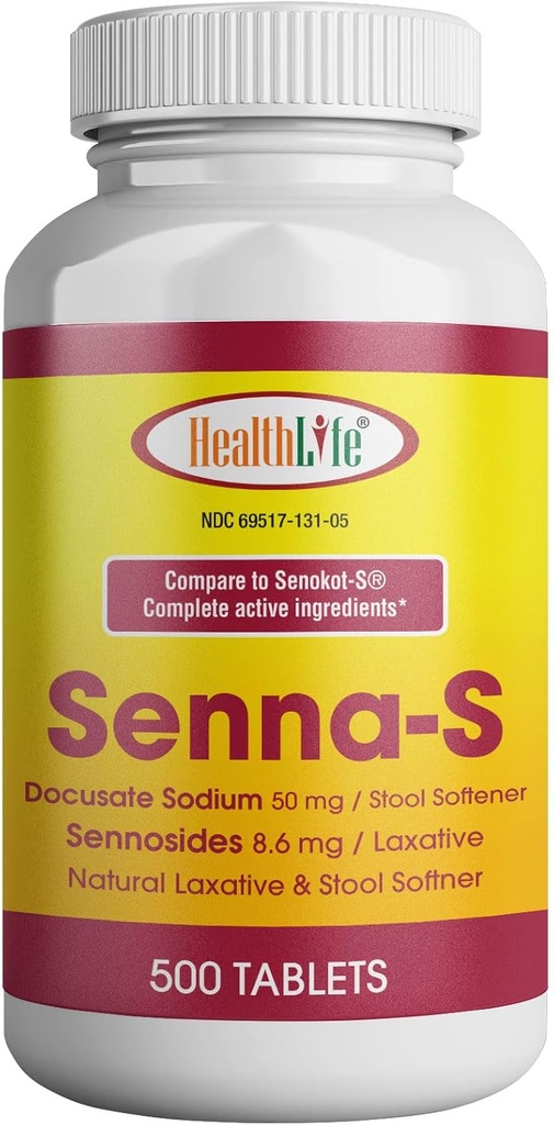 ΥΓΕΙΑ LFE Senna- S Tablets, Senna Plus (Laxative/Stool Relief Overnight of Occasional Constipation Generic for Senokot- S (Μικρό (Pack of 1), 500)