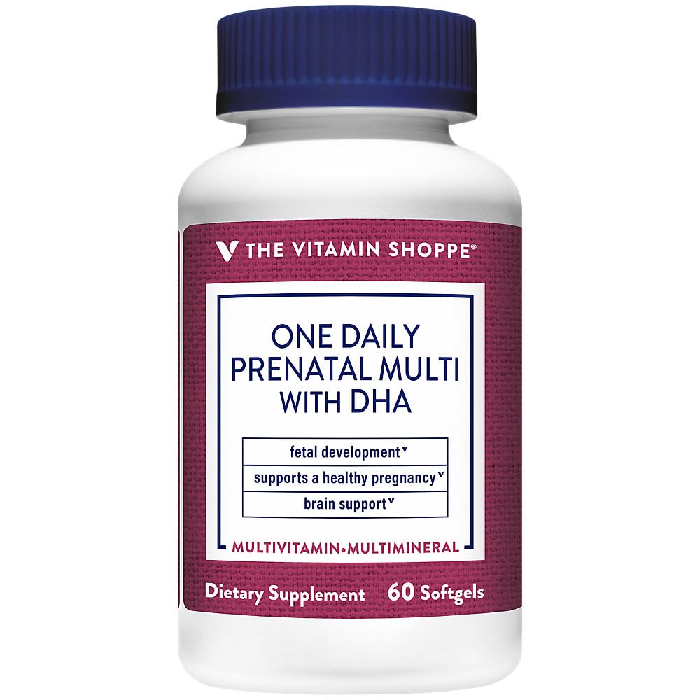The Vitamin Shoppe One Daily Prenatal Multivitamin with DHA - Supports a Healthy Pregnancy & Fetal Development (60 Softgels)