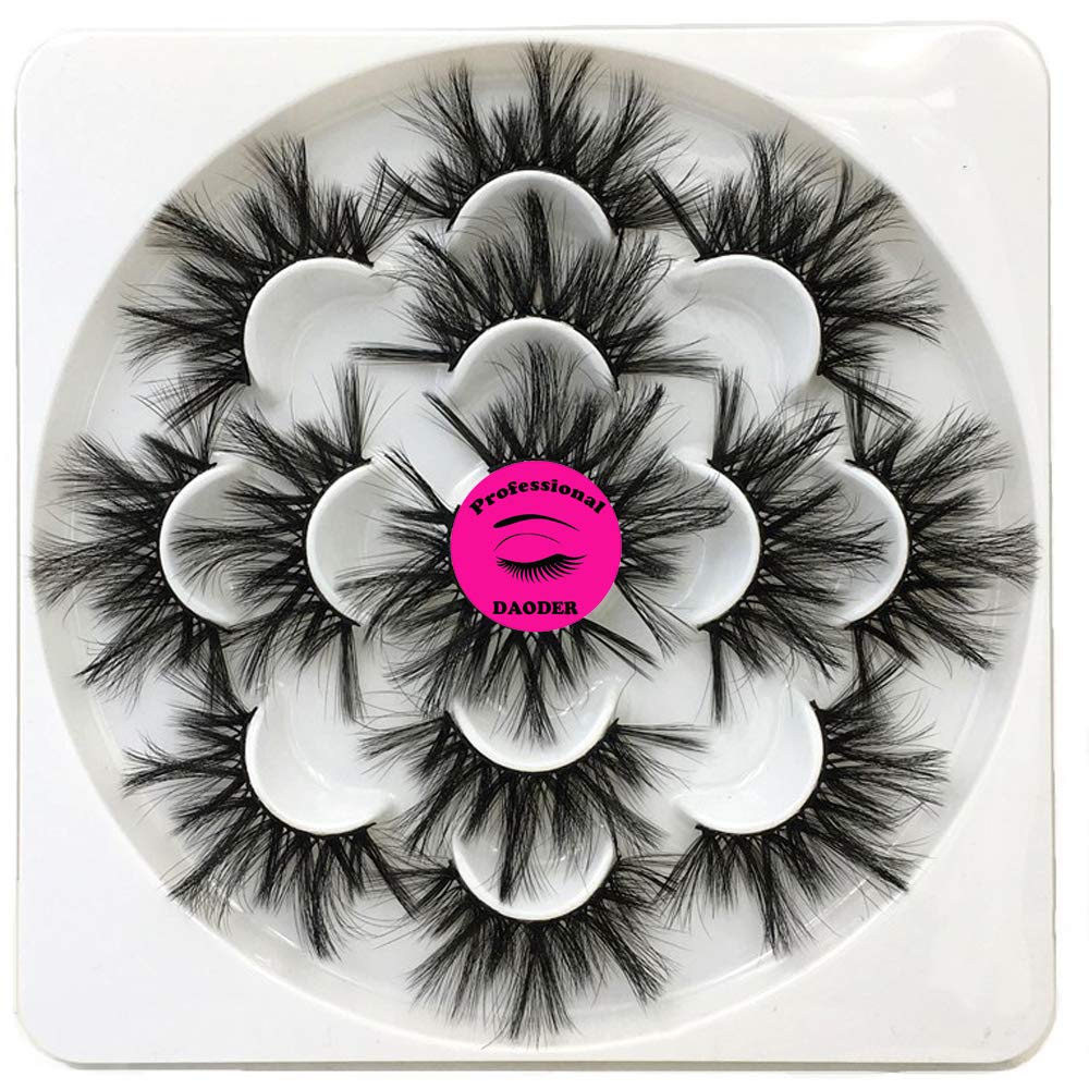 DAODER Lashes 25mm Mink Lashes Fluff Thick Long Big Wispy False Eyelashes Dramatic Light Soft Bold Fake Eye Lashes Pack 7 Pairs