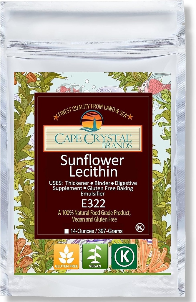 Cape Crystal Sunflower Lecithin Powder, 100% Φυσικό και χωρίς γλουτένη. Είναι το Vegan, μη ΓΤΟ Εναλλακτική σε σκόνη λεκιθίνης σόγιας (14-oz.)