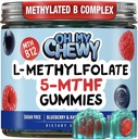 OH MY CHEWY Center-Filled 5-MTHF Folate L-Methylfolate Gummies - MTHFR Support Sugar-Free Vitamins B Complex with Methylated B1, B6 and B12 Cofactor - Mood, Behavior, Cognition - 120 Count