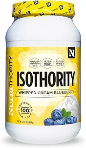 Isothority Whey Protein Isolate, Whipped Cream Blueberry, 2 lb - Ultra Absorbable Branched Chain Amino Acids (BCAA) Powder with 25g Per Serving, Low Carb - Build Muscle & Accelerate Recovery