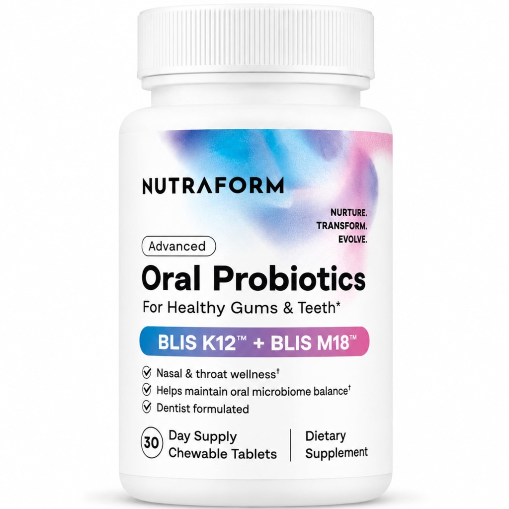 Oral Probiotics for Teeth & Gums | BLIS K12 & M18 Dental Probiotic Chewable | Fresh breath, Gum health, Teeth care, Enamel strength, Throat health, Immune support, Dentist formulated, Non-GMO Sugar-free