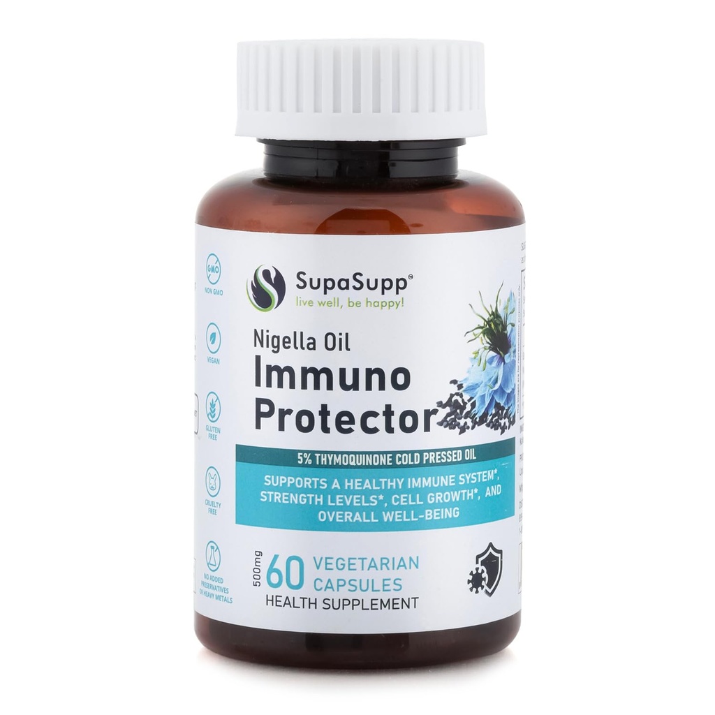 SRI SRI TATTVA Cold-Pressed Nigella Sativa Capsules for Immune Support and Vitality – Organic Black Seed Oil for Enhanced Strength and Healthy Cell Growth (60 Veg Caps, 500mg)
