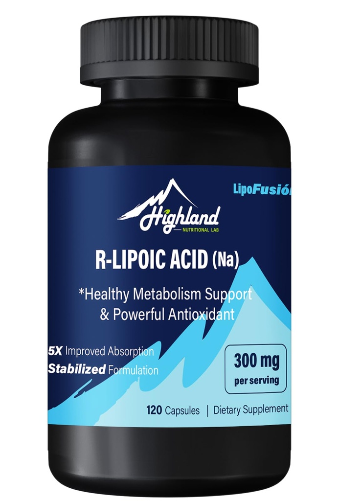 R Λιποϊκό οξύ (Na) 300mg ανά Σερβίρισμα, 120 κάψουλες, έως 5X Βελτιωμένη Απορρόφηση, Άριστη Συμπλήρωμα Διατροφής για Υγιή Υποστήριξη Μεταβολισμού και Αντιοξειδωτικά-1 Φιάλη