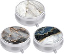 3 Pack Pill Box, μικρή θήκη χαπιών για Punce & Pocket, χαριτωμένο ταξιδιωτική ιατρική Organizer, Φορητός κάτοχος δοχείου ιατρικής για να κρατήσει βιταμίνες, φαρμακευτική αγωγή, ιχθυέλαιο & συμπλήρωμα, Αφηρημένη τέχνη Μάρμαρο