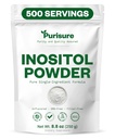 Purisure Myo-Inositol σκόνη, 250g, γονιμότητα, ορμονική ισορροπία και ωοθηκική υποστήριξη, καθαρή σκόνη Ινοσιτόλης, Myo Inositol συμπλήρωμα για την υποστήριξη της ενέργειας και της ευεξίας του εγκεφάλου, Vegan, μη GMO, 500 εξυπηρετήσεις