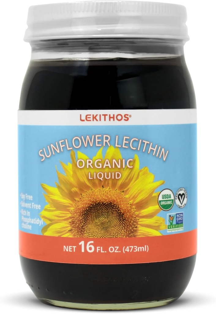 Βιολογικό Ηλιόλουστο Υγρό Λεκιθίνης - 16 fl oz - Certified USDA Organic - Ψυχρό Πιέζεται (Solvent Free) - Μη ΓΤΟ Έργο Επαληθευμένο