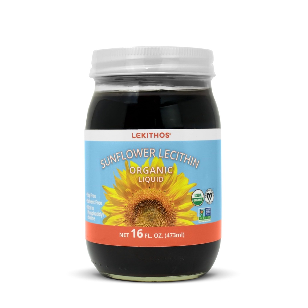 Βιολογικό Ηλιόλουστο Υγρό Λεκιθίνης - 16 fl oz - Certified USDA Organic - Ψυχρό Πιέζεται (Solvent Free) - Μη ΓΤΟ Έργο Επαληθευμένο