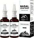 Iodine Nasal Spray, 2PCS Nasal Iodine Spray with Fulvic Acid for Humans, 100% Natural Mineral Nasals Cleanse Care for Dry Air, Travel & Daily Use, 2 Fl Oz - 150+ Uses Per Bottle (2 Bottle)