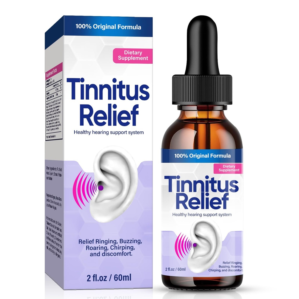 Premium Tinnitus Relief Drops for Ringing Ears, Natural Ear Tinnitus Relief Supplement for Buzzing, Liquid Hearing Support Formula, 2 Fl Oz