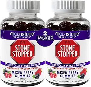 Moonstone Kinney Stone Stopper Gummies, Outperforms Chanca Piedra Stone Breaker και συμπλήρωμα υποστήριξης για τα νεφρά, που αναπτύχθηκε από τους ουρολόγους για να αποτρέψει τα νεφρά πέτρες, μικτό μούρο, 1 μήνα προσφοράς- 120 κόμης