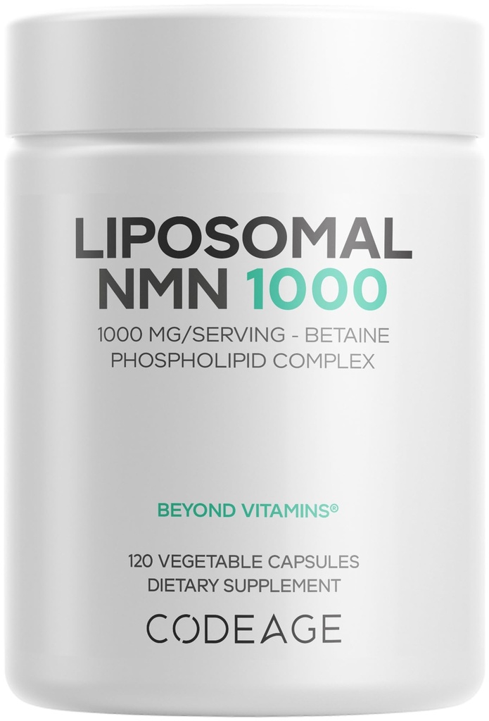 Codeage Liposomal NMN 1000mg Supplement - 120 Capsules | NMN 1000 mg Nicotinamide Mononucleotide Capsules, NAD+ Precursor - TMG Betaine Anhydrous - Liposomal Delivery - Non-GMO.